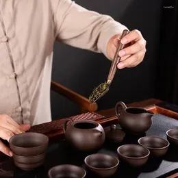 Colheres de chá acessórios cerimônia de presente retro sólido ferramentas de café pá ébano gadgets colher de madeira kongfu