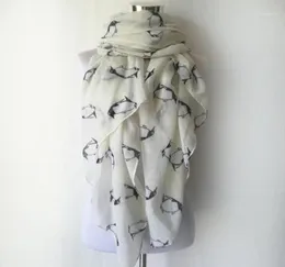 Szaliki 10pllot moda kobiety pingwin szalik nadruki zwierzęce długie szal Lady Stripe na cztery pory roku14958313