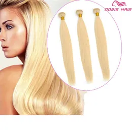 Wefts Luxury Blond 613 Color Remy Hair Wefts Bundles Brazilian Indian Human Hair Weave Silt Straight Colored dyable free dhl