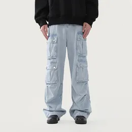 Herrlast Jeans Multi-Pocket Denim Trousers Male Fashion Streetwear Jogging Casual Jean Men Loose Straight Ben Pants 240103