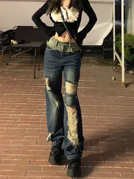 Kvinna gamla pengar stuga kärn jeans trend coquette denim estetik byxor japanska mode baddie kpop unisex hiphop 240102