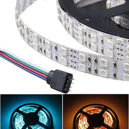 شرائح LED شريط 5M صف مزدوج الصف 5050 SMD 5M 600LELDS RGB مصابيح الحبل المرنة 120leds/M مقاومة للماء RGB Strip 12V DC