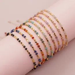 Strand Bohemian Handmade Weave Rope Chain Colorful Natural Stone Pärlade armband för kvinnor Girls Fashion Jewelry Accessories Gifts