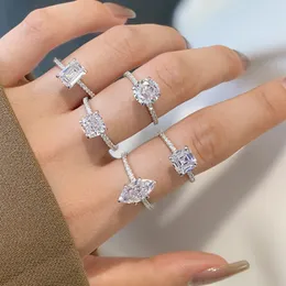 Złoty Pierścień projektantów Wed for Woman Sterling Sier Diamond Okrągły Oval 5a Cyrronia Women Miłość Eternity Obietnica Pierścionki zaręczynowe ślub