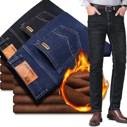 Men Stretch Thicken Jeans Fashion Black Denim Trousers For Male Autumn and Winter Classic Mens Business 240102