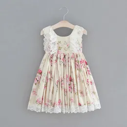 Dresses Baby Girls Floral Print Lace Ruffles Dresses 2018 New Summer Party Dress Candy Color Cotton Fashion Western Cute Children Dress Z1