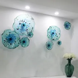 مصابيح chihuly style murano زهرة الزجاج لوحات الجدار الفنون الأزرق لون الفخامة 100 يدوية الزجاج المعلق