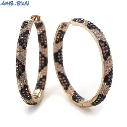 Huggie Mhs.sun New Big Leopard Hoop Earrings女性/女の子ファッションモザイクAAAジルコンループイヤリングゴールドカラーイヤのジュエリー