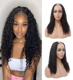 Não processado kinky encaracolado u parte peruca de cabelo humano brasileiro 1024 polegada 130 densidade cor natural pode ser tingido para preto women4839317