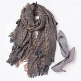 Scarves Women Winter British Style Tartan Plaid Wool Scarf Female Warm Soft Cashmere Pashmina Shawl Wraps Bufandas 2024