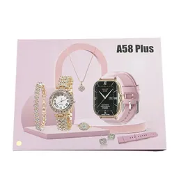 Orologi Nuovi Fashion 2024 A58 Plus Smart Watch Touch Screen Christmas Box Set 8in1 NFC Smart Watches per fidanzata donna