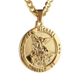 Hzman Archangel Michael Medal Medal Steel Stainless Steel Necklace قلادة قلادة دينية للنساء للنساء سلسلة السحر هدية المجوهرات 240102