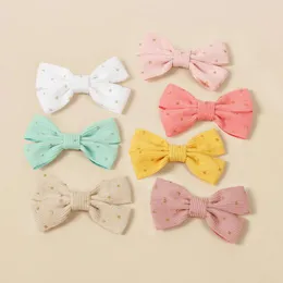 Acessórios de cabelo 60 Pçs/lote 3.3 "Gold Polka Dot Corduroy Bow Clips Bebê Meninas Handmade Hairpins Barrettes Kids