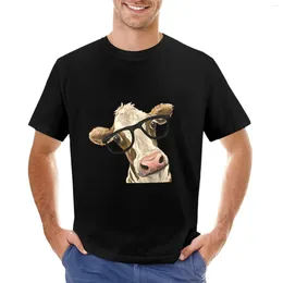 Мужские топы на бретелях, забавная футболка с рисунком коровы в очках, футболка, толстовки, быстросохнущие большие и высокие мужские рубашки