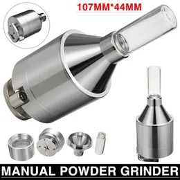 Tools Herb Spice Tools Metal Powder Grinder Hand Mill Funnel Food Container Kitchen With 230616