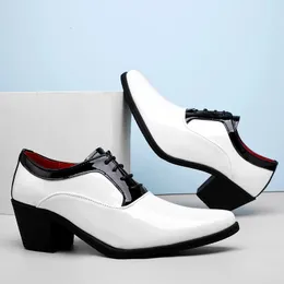 Classic Glitter Leather Men Dress Shoes Fashion Red Mirror Luxury Shoes Men Increasing-height Shoes 4.5cm Heel Men Footwear 240102