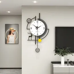 壁の時計黄色のステッカービッグサイズウッドアニマル大きなデジタル振り手ハン