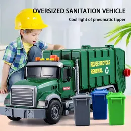 Modello di auto pressofuso Modello di camion della spazzatura di grandi dimensioni Giocattoli per bambini Acustoottico Auto sanitaria Inerzia Camion della spazzatura Ragazzo per bambini Regalo Direc