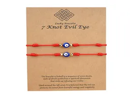 7 Nós Azul Evil Eye Pulseira Cartão de Papel Pulseira Ajustável Lucky Red String Pulseiras Casal Jóias Amizade Pulseira 2PscS5460827