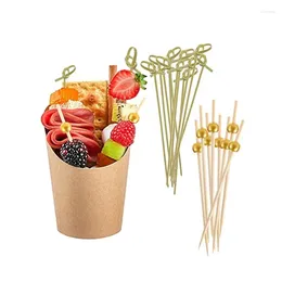 Disposable Cups Straws Kraft Paper With Bamboo Cocktail Picks Set Snack Containers Charcuterie Baking Take-Out Party Dessert Supplies