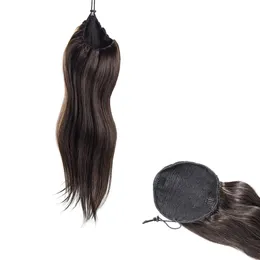 Paardenstaarten Indian 14 tot 26 inch 100g 120g Natuurlijke Zwarte Rechte Weave Body Wave Trekkoord Paardenstaart Virgin Haarverlenging