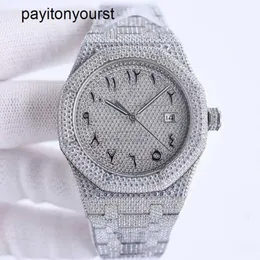 Luxuriöse Audemar Pigue-Uhr Ap Diamond-Uhren, handgefertigt, voller Diamanten, automatische mechanische Herrenuhr, 41 mm, mit diamantbesetztem Stahl 904l, Saphir-Damengeschäft