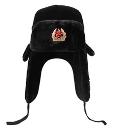 BeanieSkull Caps Soviet Military Badge Russian Ushanka Bomber Hat Pilot Faux Rabbit Winter With Fur Earmuffs Snow Cycling Ski 22114802382