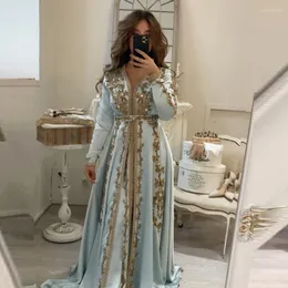 Party Dresses Blue Marockan Kaftan Lace Pärled Wedding Evening Dress Custom Vestidos de Fiesta Formell ankomst EV122