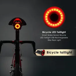 Luzes da bicicleta luz traseira xlite100 inteligente led lâmpada de freio ciclismo luz carregamento usb segurança aviso visual lanterna bicicleta criativa taill