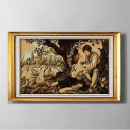 Tools The Swan lake and the lovers , Handmade Cross Stitch needlework embroidery Sets counted printed on canvas DMC 11CT /14CT kits,