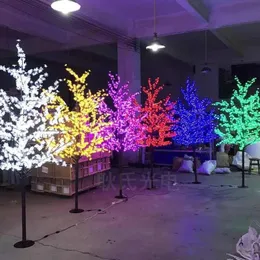 Decorações feitas à mão artificial led flor de cerejeira árvore luz da noite ano novo natal decoração do casamento luzes 1.5m led luz da árvore
