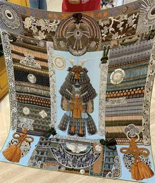 Luxo 70 cashmere 30 lenço de seda moda feminina inverno fino lenço samurai armadura impressão mão rolada xale roubou 135135cm 2201147997206