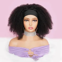 Wigs Headband Wig Human Hair Mongolian Afro Kinky Curly Brazilian Remy Hair Glueless Wigs For Black Women Full Machine Made 250 Denisty