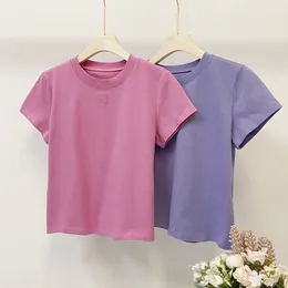 Designer camiseta letras imprimir centenas de verão feminino algodão em torno do pescoço tops manga curta