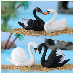 Dekoracje ogrodowe Śliczne dekoracyjne miniaturowe bonsai dekorowanie krajobrazu małe figurki figurki Swan Flowerpot Akcesoria