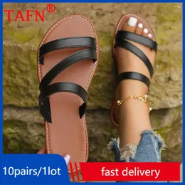 Sandalen 10 Paar Massenartikel Großhandel viele Sommerschuhe Frauen Plat Peep Toe Slip On Strand Hausschuhe Casual Outdoor Y2k T092