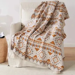 Плед с кисточками вязаные одеяла богемный мягкий гобелен с геометрическим ворсом одеяло винтажный домашний декор одеяло чехол для дивана Deken Cobertor 240103