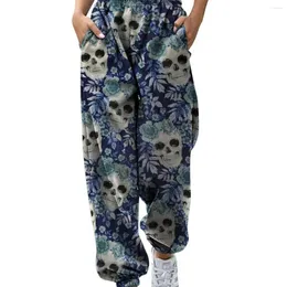 Kvinnors byxor 2024 3D Digital Printing Halloween som omger lösa och smala fritidssport leggings