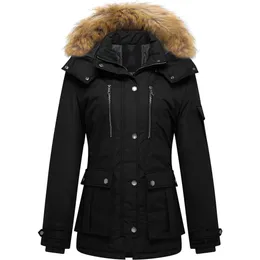 Wantdo Want Women Winter Winter Coat دافئ سترة أسفل سترة مع غطاء محرك محرك محرك مبطنة وسميكة كبيرة الحجم متوسطة الطول 2KD06