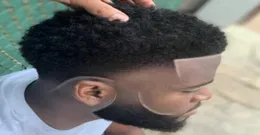4 мм афро волосы моно кружевной парик для баскетболистов и болельщиков бразильские девственные человеческие волосы замена странный кудрявый мужской парик Shi5078636