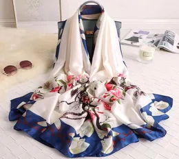 Autumn Women Scarves Luxury Designer Floral Print Silk Scarf Femme Brand Shawls And Wraps Long Bandana Foulard Bufanda7270066