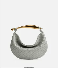 Botteg Venetas Sardine Bag Agate Grey Women's Designer Handväska 24 Ny Sardine Bag fårskinn Vävd kvinnors väska Metallhandtag Enkel axel Diagonal Mini Handväska HBP8