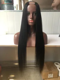 Wigs 1x3 2x4 4x4 824inch الحرير مستقيم الشعر البشري البشري البرازيلي الشعر البرازيلي الأوسط يمين اليمين u جزء الدانتيل