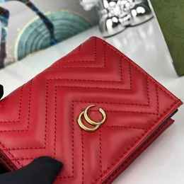 Clássico Mini Carteira Vermelha Flap Mulheres Cartão Pacote Designer Coin Carteira Luxo Retro Bolsa Moda Zipper Curto Carteira Xadrez Flor De Couro De Alta Qualidade Com Caixa