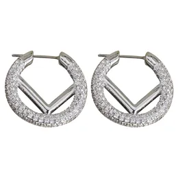 Luxury Inlaid White Zirconium round Alphabet Letter Earrings Simple All-Match Light Luxury High Sense Graceful Earrings