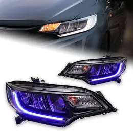 المصابيح الأمامية لأجمع السيارات الأمامي لـ Honda FIT 2014-20 19 Jazz LED LED LEAD LAMP LAMING Dynamic Lens