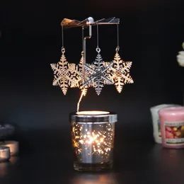 Rotary Spinning Tealight Candle Metal Tea Light Holder Carousel Home Decoration 240103