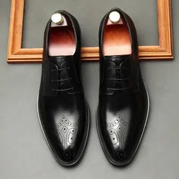 Обувь платья классические мужчины подлинные деловые кожа Оксфорд Оксфорд Островая модная шнур