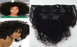 4b4c Mongol virgem afro kinky cabelo encaracolado trama clipe em extensões de cabelo não processado natural cor preta extensões humanas podem ser 7651191