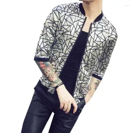 Men's Jackets Brand Men And Coats Summer Plaid Bomber Jacket Thin Slim Fit Half Sleeve Sun Protection Clothing Mens